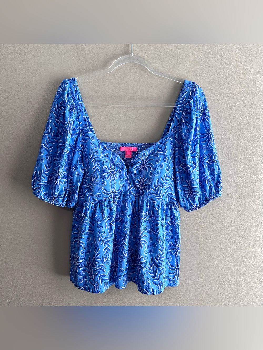 Lilly Pulitzer Floriana Beachy Knit Top Womens Large Blue Have It Both Rays